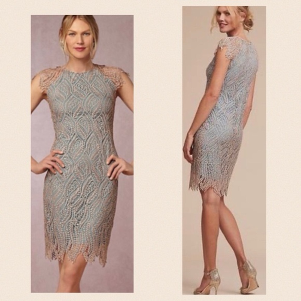 BHLDN Blush Blue Lace Sheath Dress